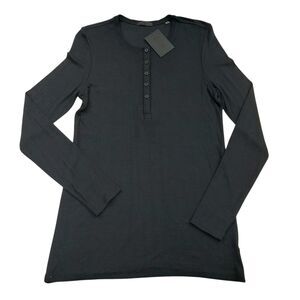 ATM Anthony Thomas Melillo Henley Womens Large Black Long Sleeve Ribbed Soft